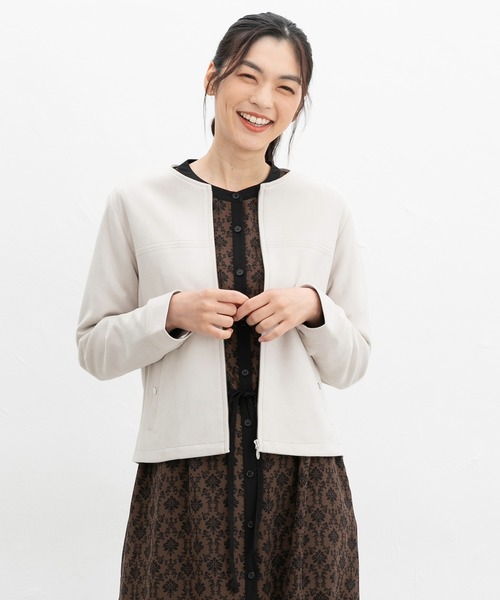 「Honeys」 「GLACIER」ジップアップブルゾン L ベージュ レディース