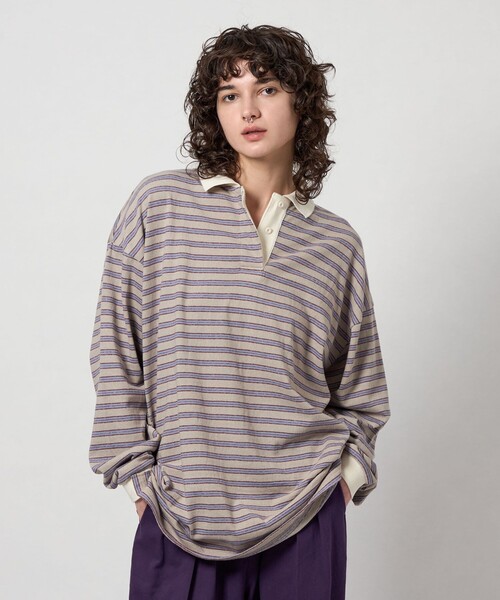 aoao☺︎room 　MACHATT ボーダーラガーシャツ 6 tシャツ 「6(ROKU)」コットン ボーダー ラガー レディース