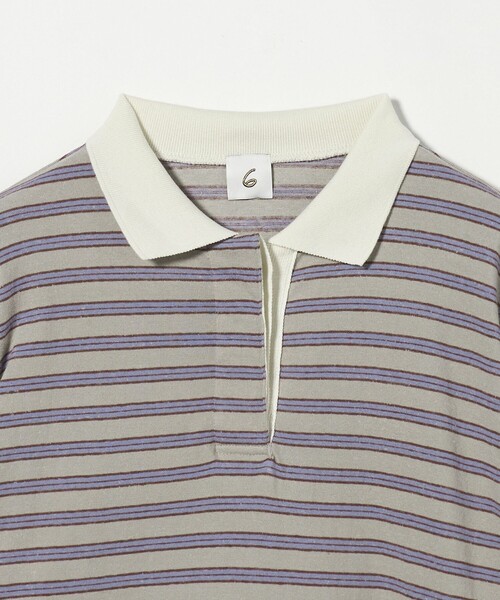 25AW 最新6 ROKU コットン ボーダー ラガー トップス シャツ ポロ 6 tシャツ 「6(ROKU)」コットン ボーダー ラガー レディース