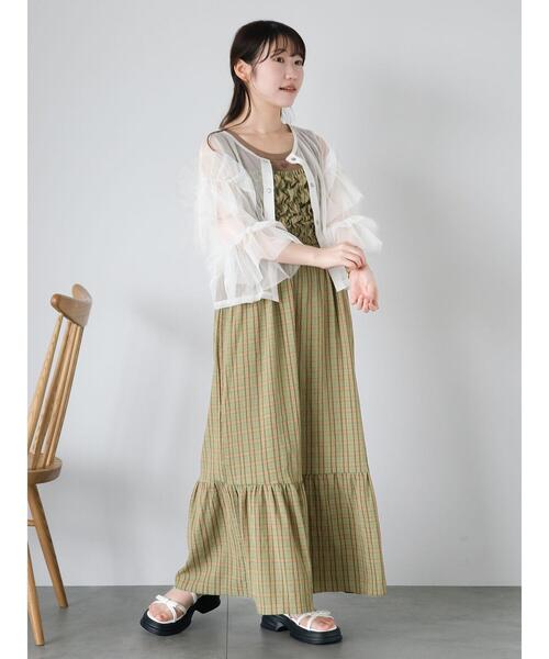 ehka sopo（エヘカソポ） ワンピース チェックシャーリングキャミ