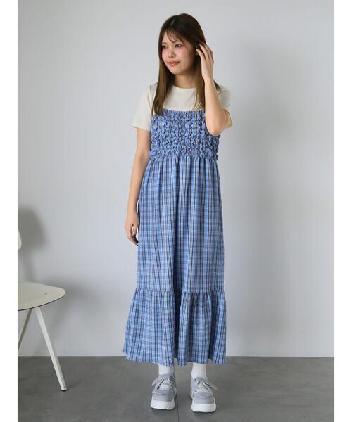 ehka sopo（エヘカソポ） ワンピース チェックシャーリングキャミ