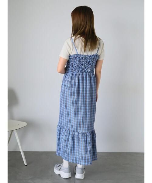 ehka sopo（エヘカソポ） ワンピース チェックシャーリングキャミ