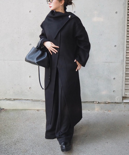 ノーカラーコート コート 2way cashmere belted coat /2wayカシミア 