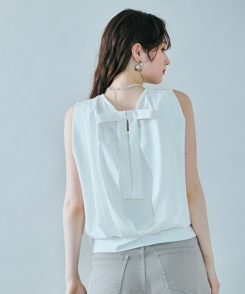 tシャツ バックシャンノースリーブカットソー レディース