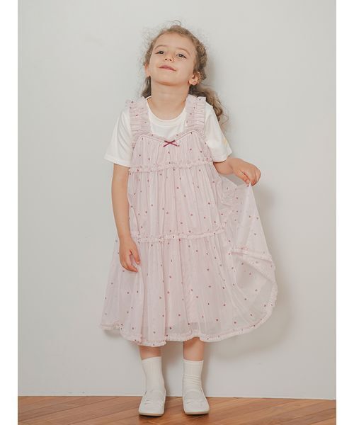 ジェラートピケ　バレンタイン　チュールワンピース　新品未使用品 gelato pique ルームウェア 「KIDS」ハート柄チュールワンピース