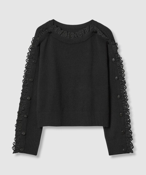 ニット セーター 「LOULOU WILLOUGHBY」ショルダーレース釦プルオーバー レディース
