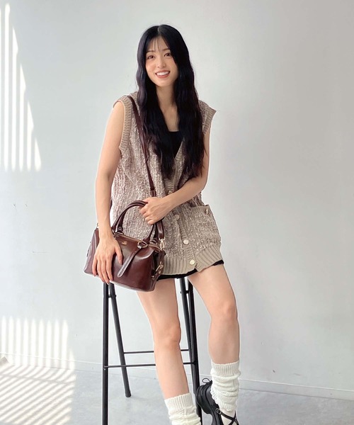 AS KNOW AS（アズノゥアズ） ベスト ジレ金ボタン ダブルポケットゆる