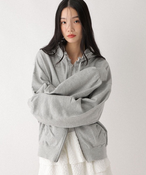 フリル付きパーカー Heather（ヘザー） パーカー フリルZIPフーディ 599207 レディース