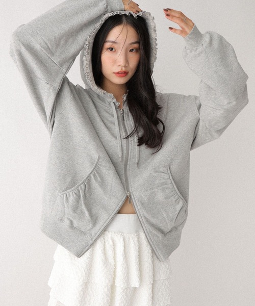 Heather（ヘザー） パーカー フリルZIPフーディ 599207 レディース