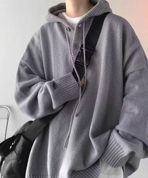 パーカー 「FVLMEN」neck button knit pullover parka/ネック ボタン