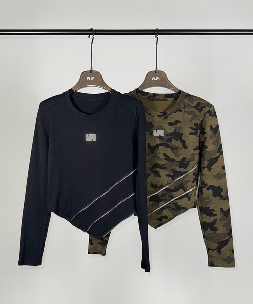 FOLLOWIN（フォロウィン） tシャツ アシメジップデザインY2Kムード