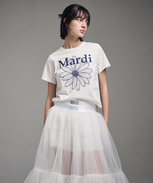 「Mardi Mercredi」 半袖Tシャツ FREE ホワイト×ネイビー レディース_画像2