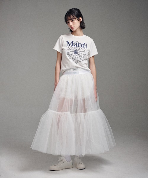 「Mardi Mercredi」 半袖Tシャツ FREE ホワイト×ネイビー レディース_画像3