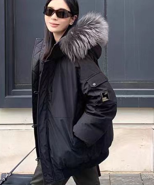 Aga ファー付き 黒 中綿ジャケット コート 新品未使用 ヤマダヤ 2ly2 コート アウター ファー付きフード中綿ジャケット レディース