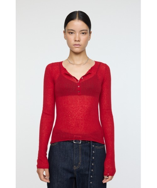 MOUSSY（マウジー） ニット セーター SHEER HENRY NECK KNIT TOP