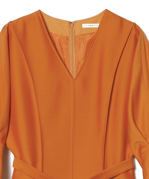 ESTNATION ベージュ 七分袖 ひざ丈ワンピース ESTNATION（エストネーション） 7分袖ワンピース 36 ライトベージュ