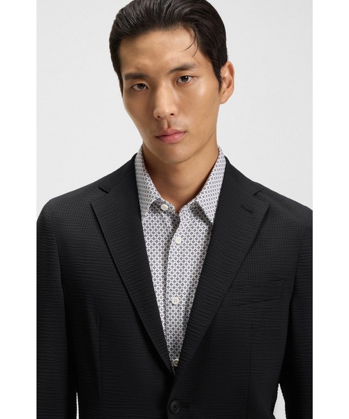 【値下げ未使用】ヒューゴボス（HUGO BOSS）スリムフィットジャケット48 HUGO BOSS (ヒューゴボス) ストレッチ シングル スーツ SLIMFIT