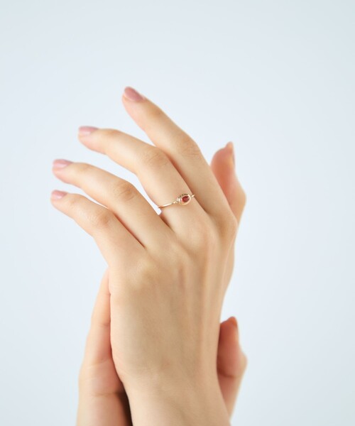 ete（エテ） 指輪 リング 「ガーネット」 K10YG カボション リング