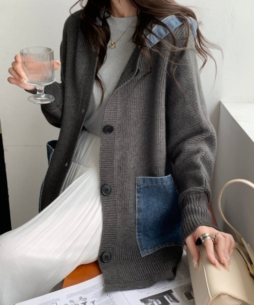 ABITOKYO（アビトーキョー） パーカー デニムドッキングフーディニット