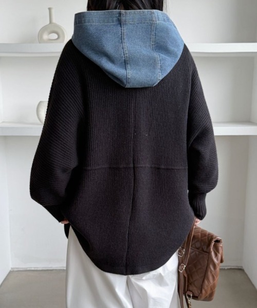 ABITOKYO（アビトーキョー） パーカー デニムドッキングフーディニット