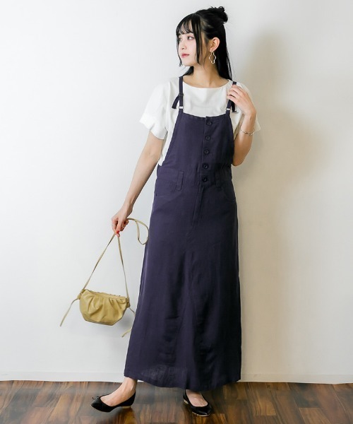 「atONE」 サロペットスカート M ネイビー レディース_画像2