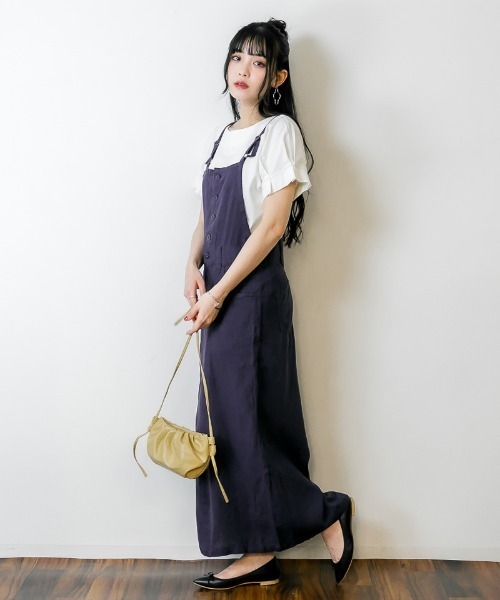 「atONE」 サロペットスカート M ネイビー レディース_画像3