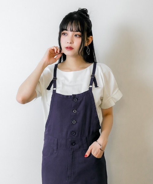 「atONE」 サロペットスカート M ネイビー レディース_画像5