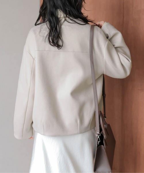 未使用★BEIGE★撥水★ノーカラー★ダブルジップ★ブルゾン★ジャケット SHIPS any ジャケット ノーカラージャケット any:「洗濯機可能」ダブル
