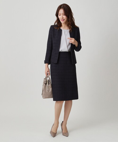 美品✨ クードシャンス ノーカラー スカート スーツ セットアップ 近年モデル COUP DE CHANCE（クードシャンス） スカート 「日本製／セットアップ