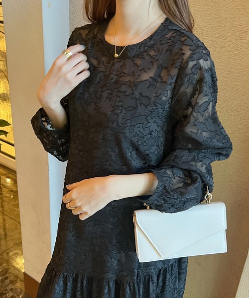 「Futier land」 長袖ワンピース MEDIUM ブラック レディース_画像3