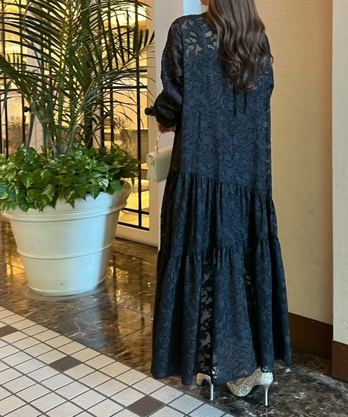 「Futier land」 長袖ワンピース MEDIUM ブラック レディース_画像4