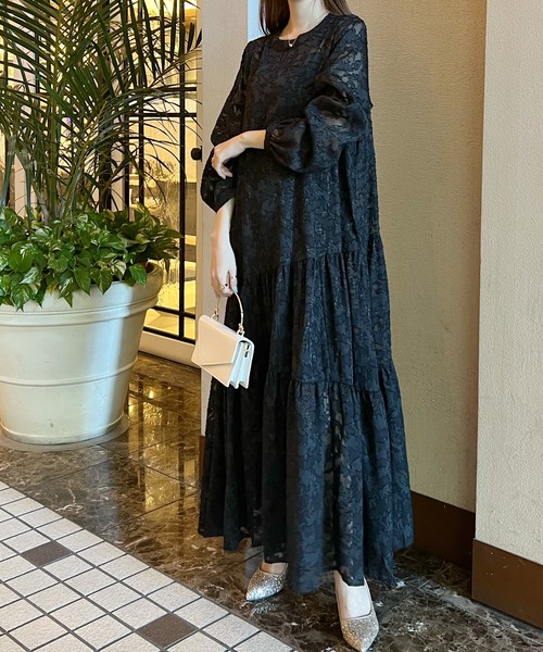 「Futier land」 長袖ワンピース MEDIUM ブラック レディース_画像6