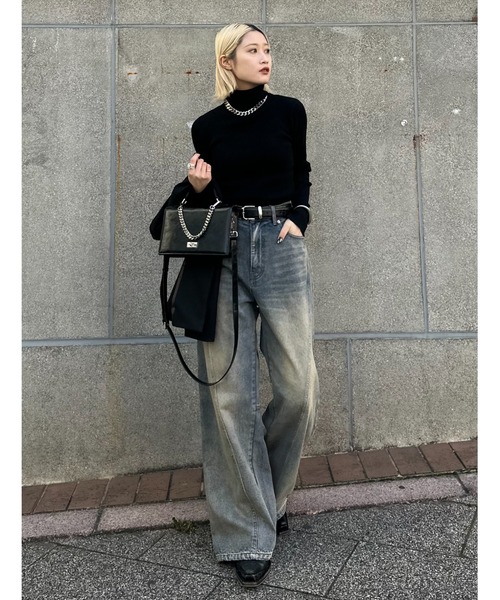 Lui's（ルイス） ワイドパンツ ジーンズ デニム デニムパンツ 切替