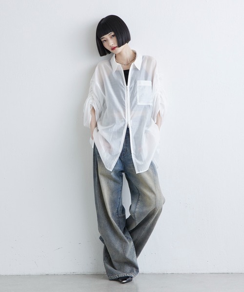 Lui's（ルイス） ワイドパンツ ジーンズ デニム デニムパンツ 切替