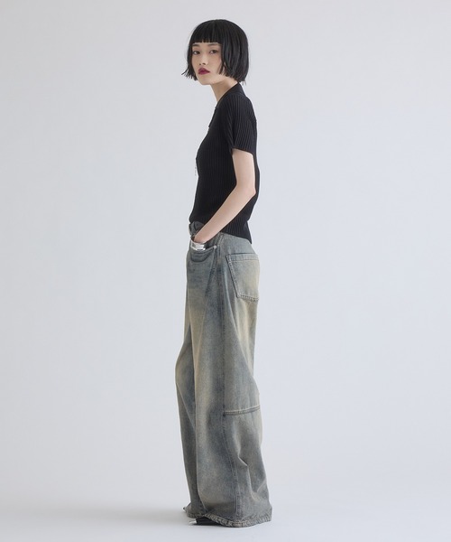 か*い様 Jent Louis スタッズ付き ワイドデニムパンツ か*い様 Jent