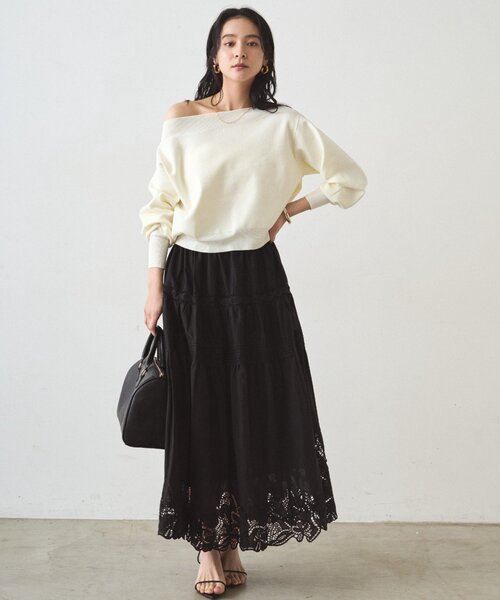 レースティアードスカート Loungedress 新品 Loungedress（ラウンジドレス） スカート レースティアードスカート