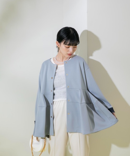 「Eimee Law」 ノーカラージャケット 38 アイボリー レディース_画像3