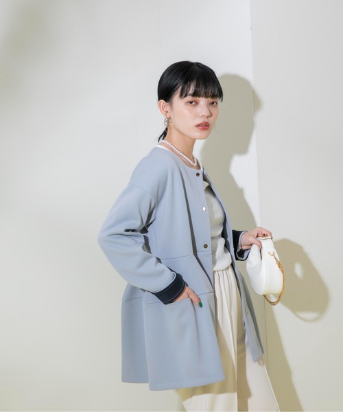 「Eimee Law」 ノーカラージャケット 38 アイボリー レディース_画像7