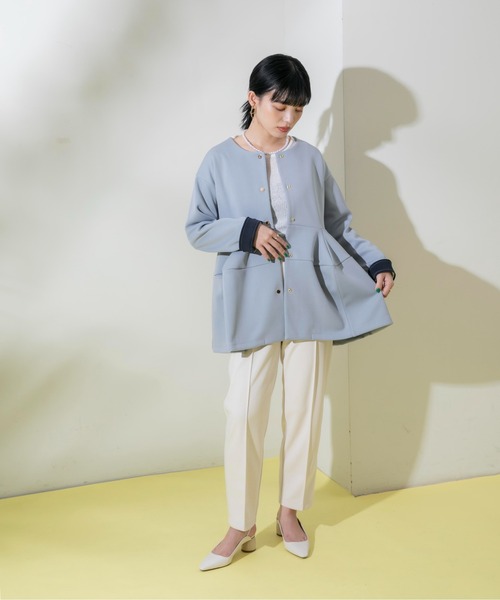 「Eimee Law」 ノーカラージャケット 38 アイボリー レディース_画像9