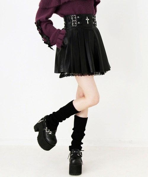 DearMyLove スカート 十字架レザーベルトプリーツスカート : ZOZOTOWN