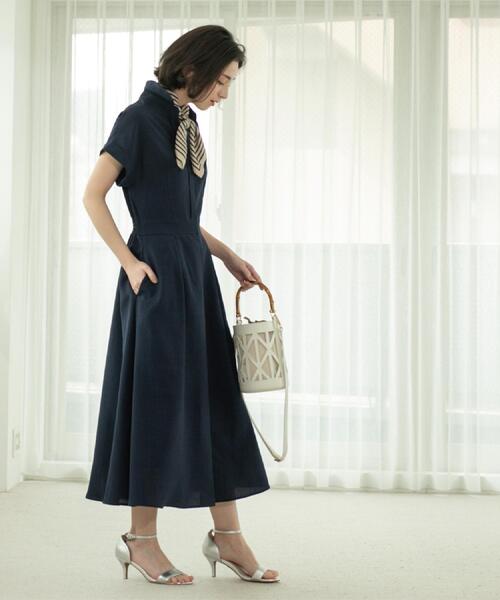 「OPAQUE.CLIP」 シャツワンピース 40 ネイビー レディース_画像5