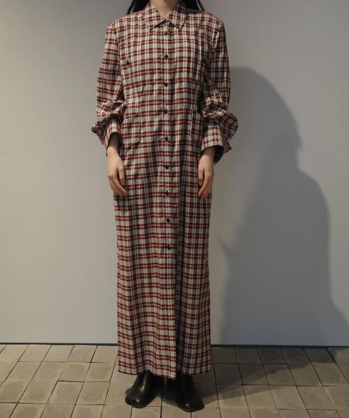 CLANE（クラネ） ワンピース CLANE UP POCKET CHECK SHIRT ONEPIECE