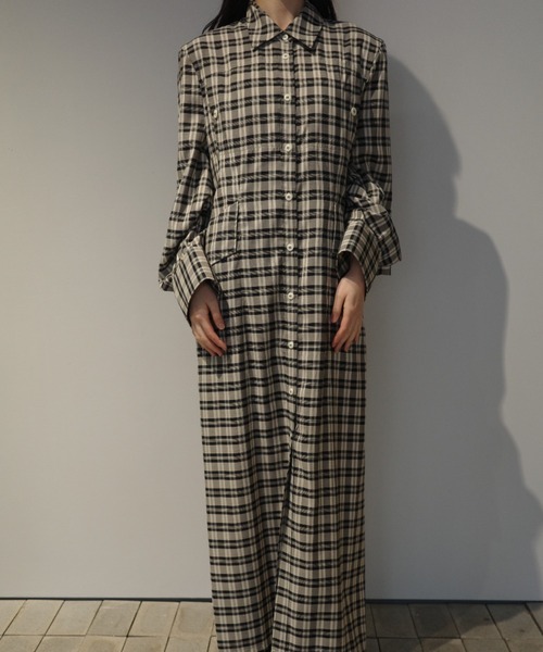 CLANE（クラネ） ワンピース CLANE UP POCKET CHECK SHIRT ONEPIECE