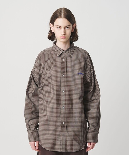 NICE WEATHER シャツ 「NICE WEATHER」ロゴ チェックシャツ メンズ