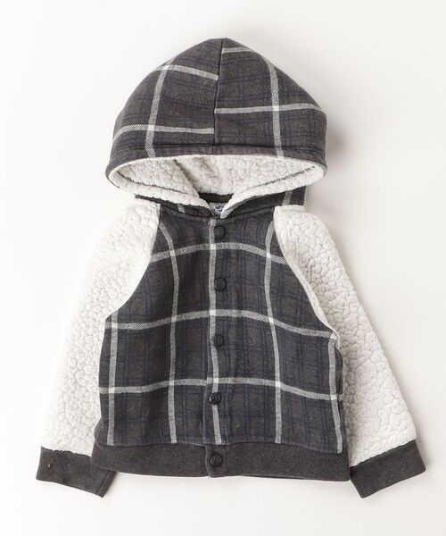 PETIT BATEAU（プチバトー） 「KIDS」チェック柄ジャケット - グレー 