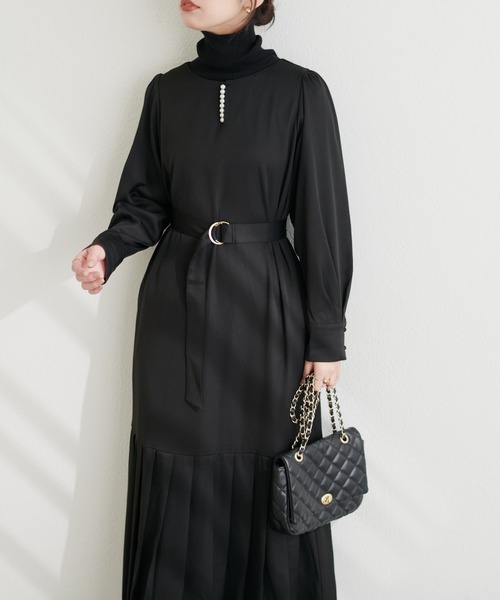 「natural couture」 長袖ワンピース MEDIUM ブラック レディース_画像4