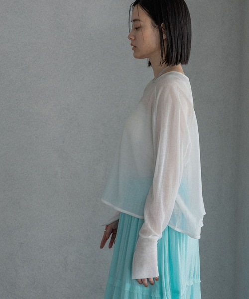 tシャツ シアーショートプルオーバー レディースの画像