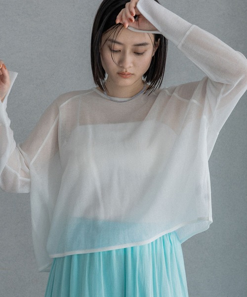 tシャツ シアーショートプルオーバー レディースの画像