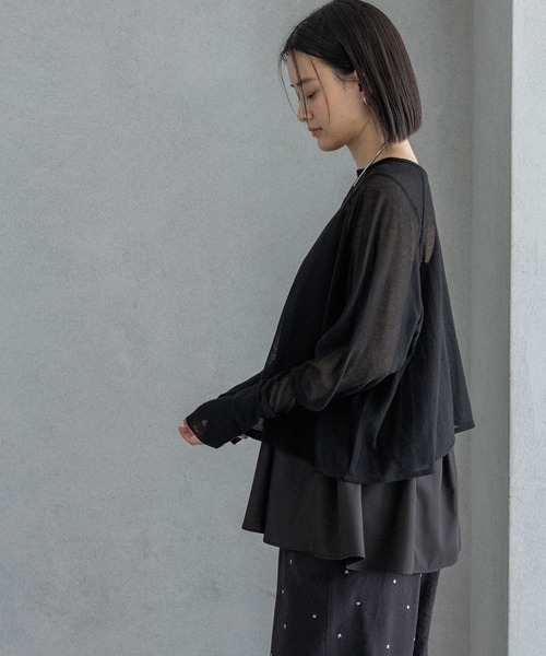 tシャツ シアーショートプルオーバー レディースの画像