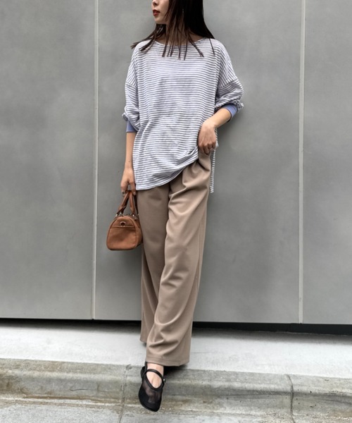 yenn❤︎シアーボーダーロンTEE ブラウン CIAOPANIC TYPY（チャオパニックティピー） tシャツ シアーボーダー